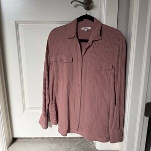 Madewell 100% Cotton mLightspun Flap-Pocket Oversized Ex-Boyfriend Shirt